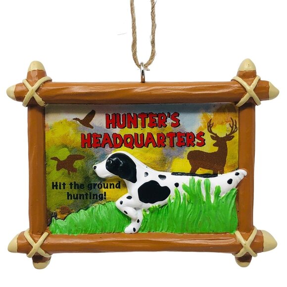 Hallmark Christmas Tree Ornament Hunter's Headquarters Hunting Dog Birds Deer - Picture 1 of 2